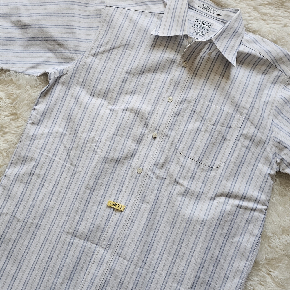 Vintage L.L. Bean Striped Mens Work Shirt Size XL DadCore Grunge